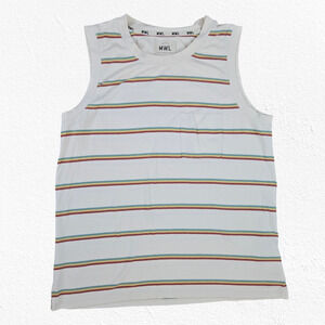 Madewell Ivory Retro Striped Sleeveless Crewneck Breeze Muscle Tank Size Medium